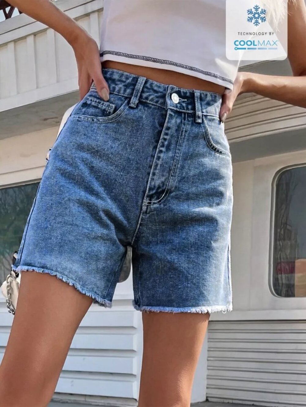 Raw Hem Denim Shorts - Picture 2 of 13